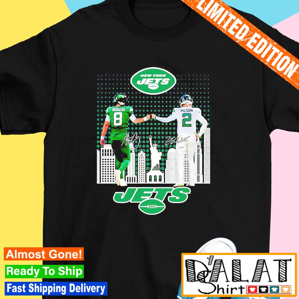 New York Jets Skyline Aaron Rodgers And Zach Wilson Signatures shirt,  hoodie, sweater, long sleeve and tank top