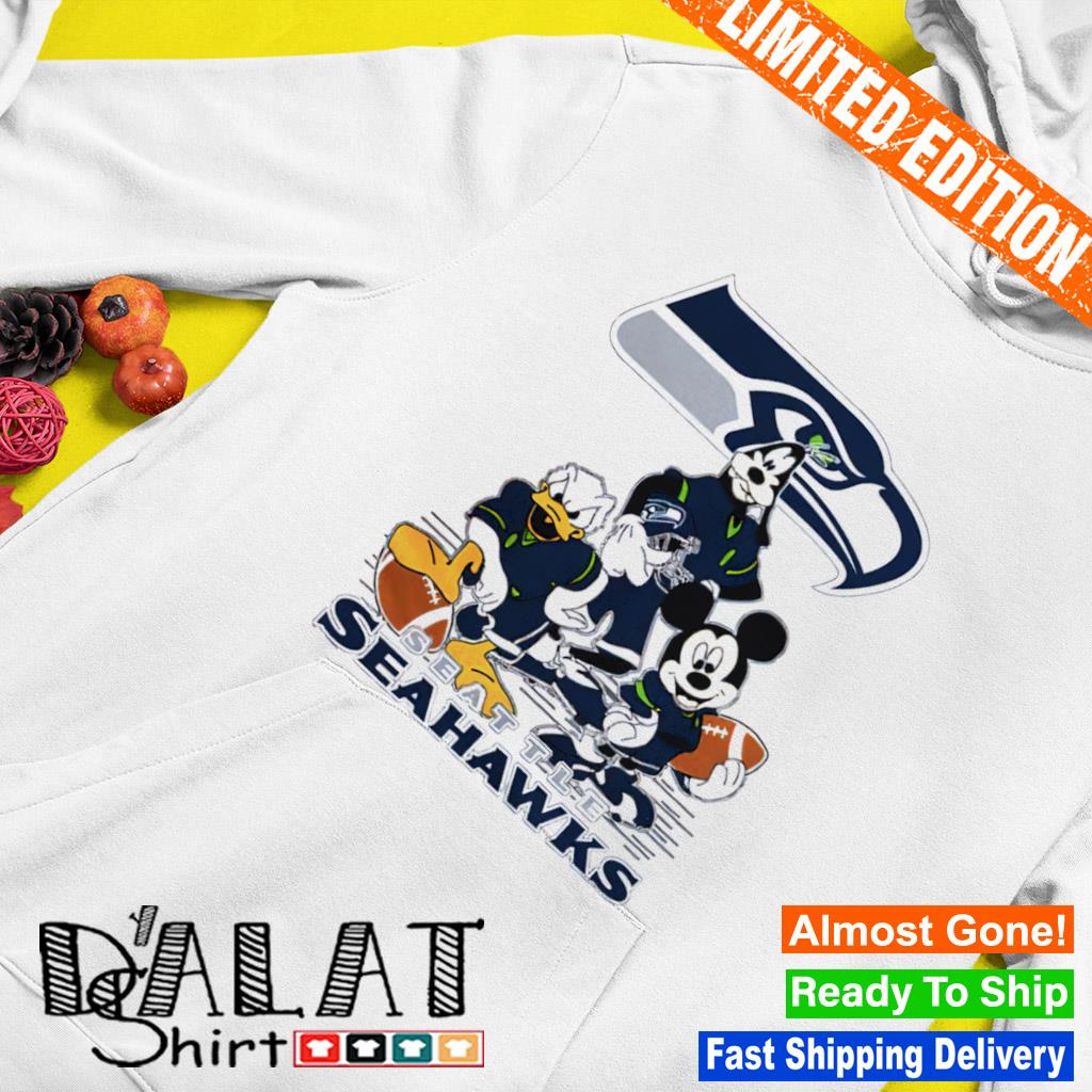 NFL Seattle Seahawks Mickey Mouse Donald Duck Goofy Football Shirt Youth T- Shirt