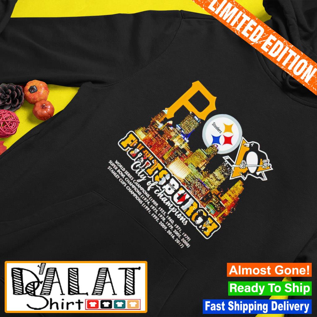 Official pittsburgh City Of Champions Steelers Penguins Pirates Shirt -  Limotees