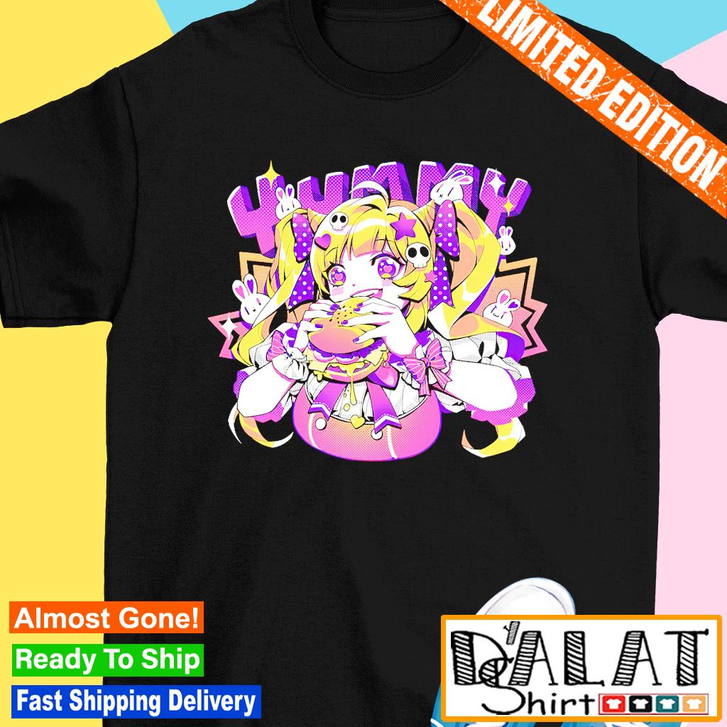 Yummy Anime girl eating a big juicy hamburger T-shirt - Dalatshirt