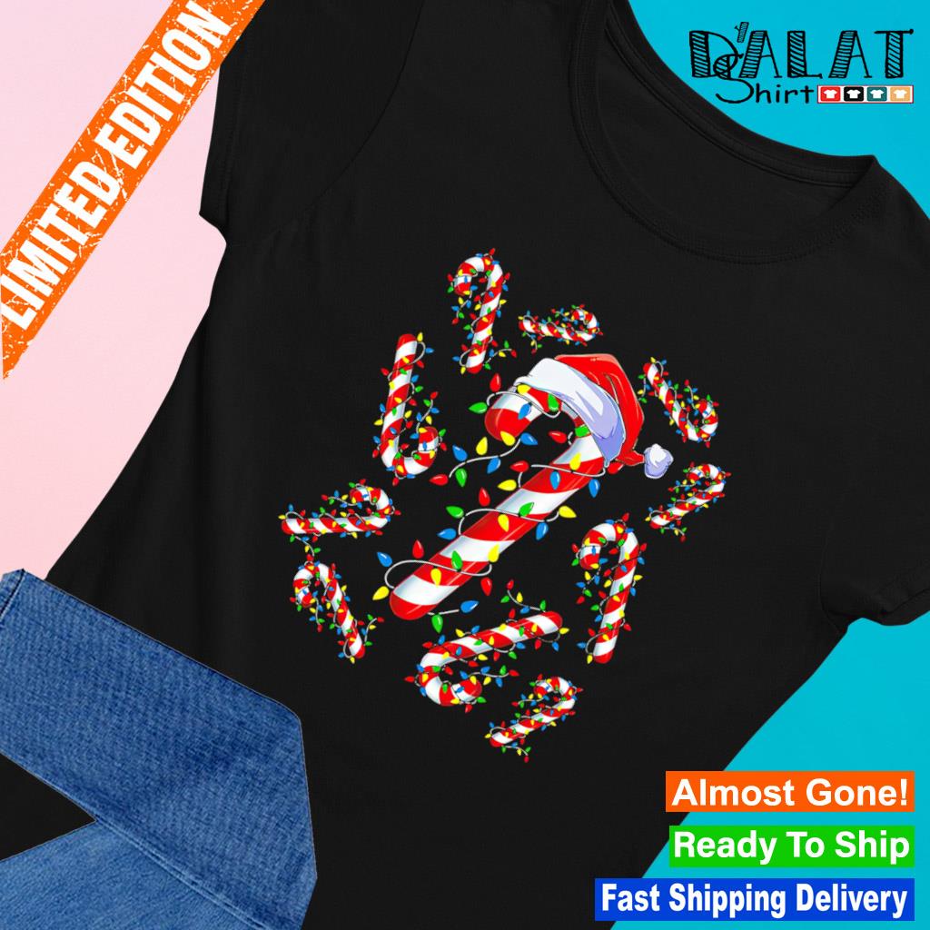 Candy Cane Santa hat Christmas T-s Ladies-tee Candy Cane Santa hat Christmas T-s Ladies-tee