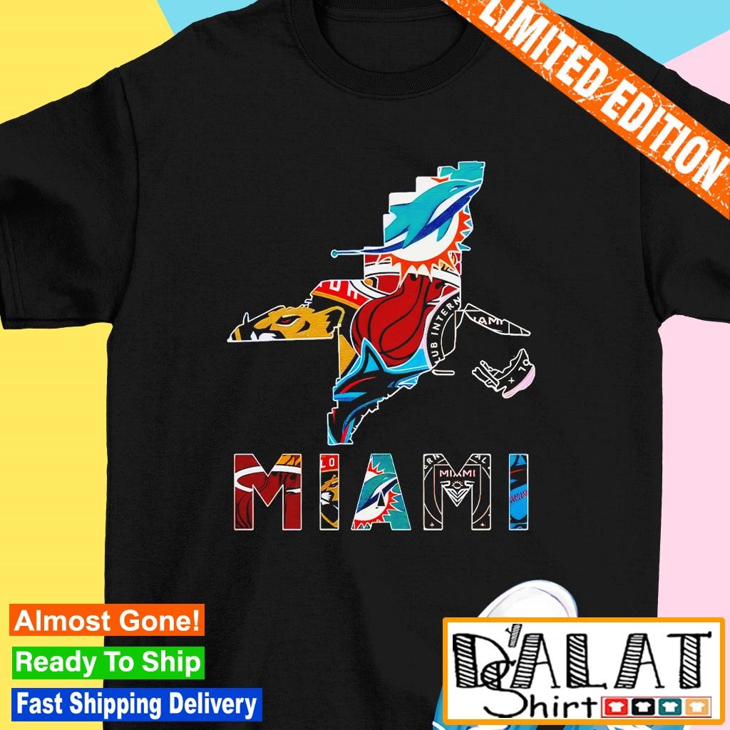Miami Map Sports Teams Logo shirt - Dalatshirt Store Online Shopping in USA, image size:1024x1024