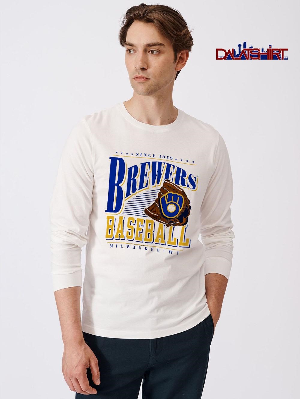 Awesome Milwaukee Brewers Cooperstown Collection Winning Time since 1970 long-sleeve
