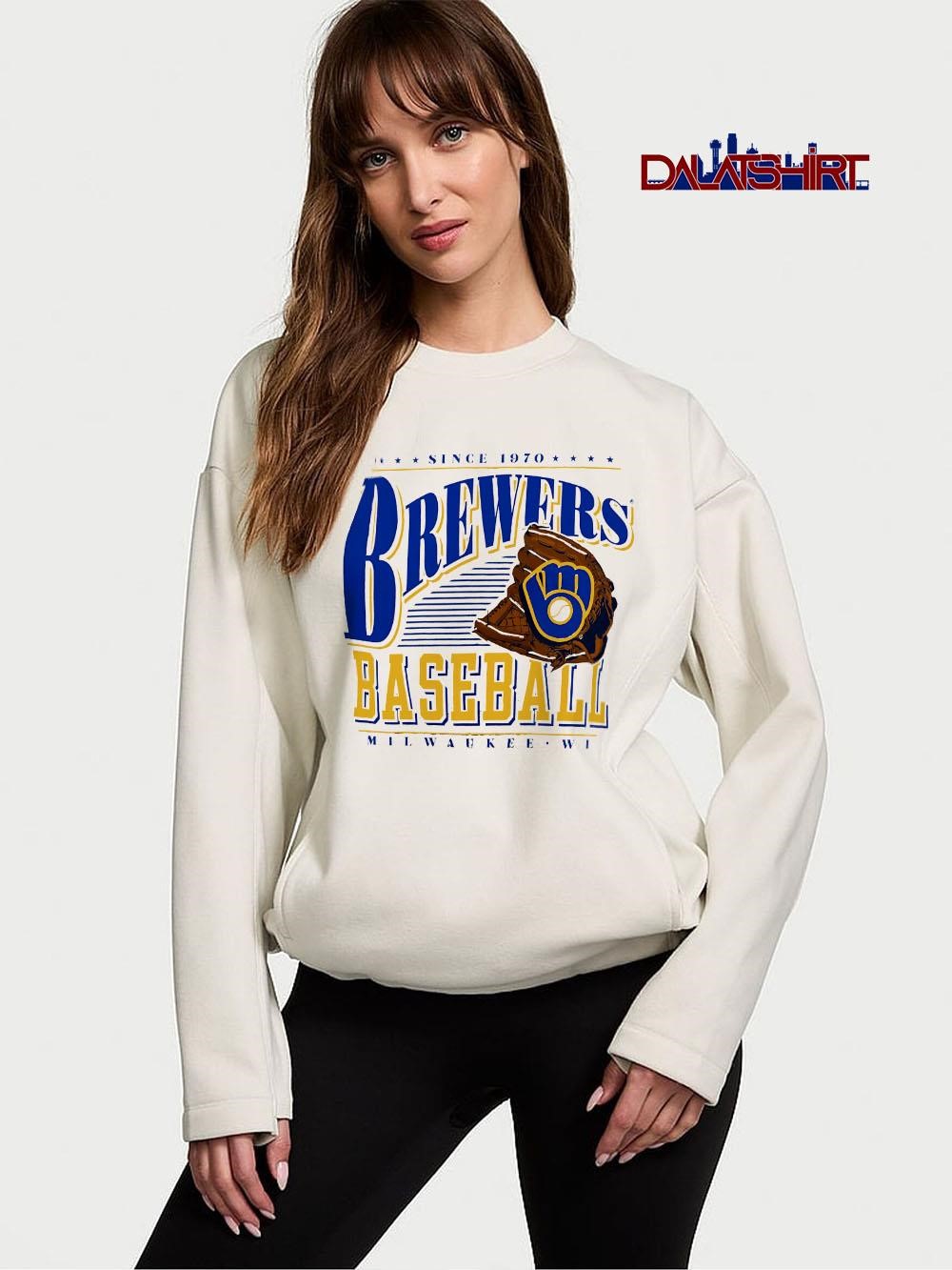 Awesome Milwaukee Brewers Cooperstown Collection Winning Time since 1970 sweater