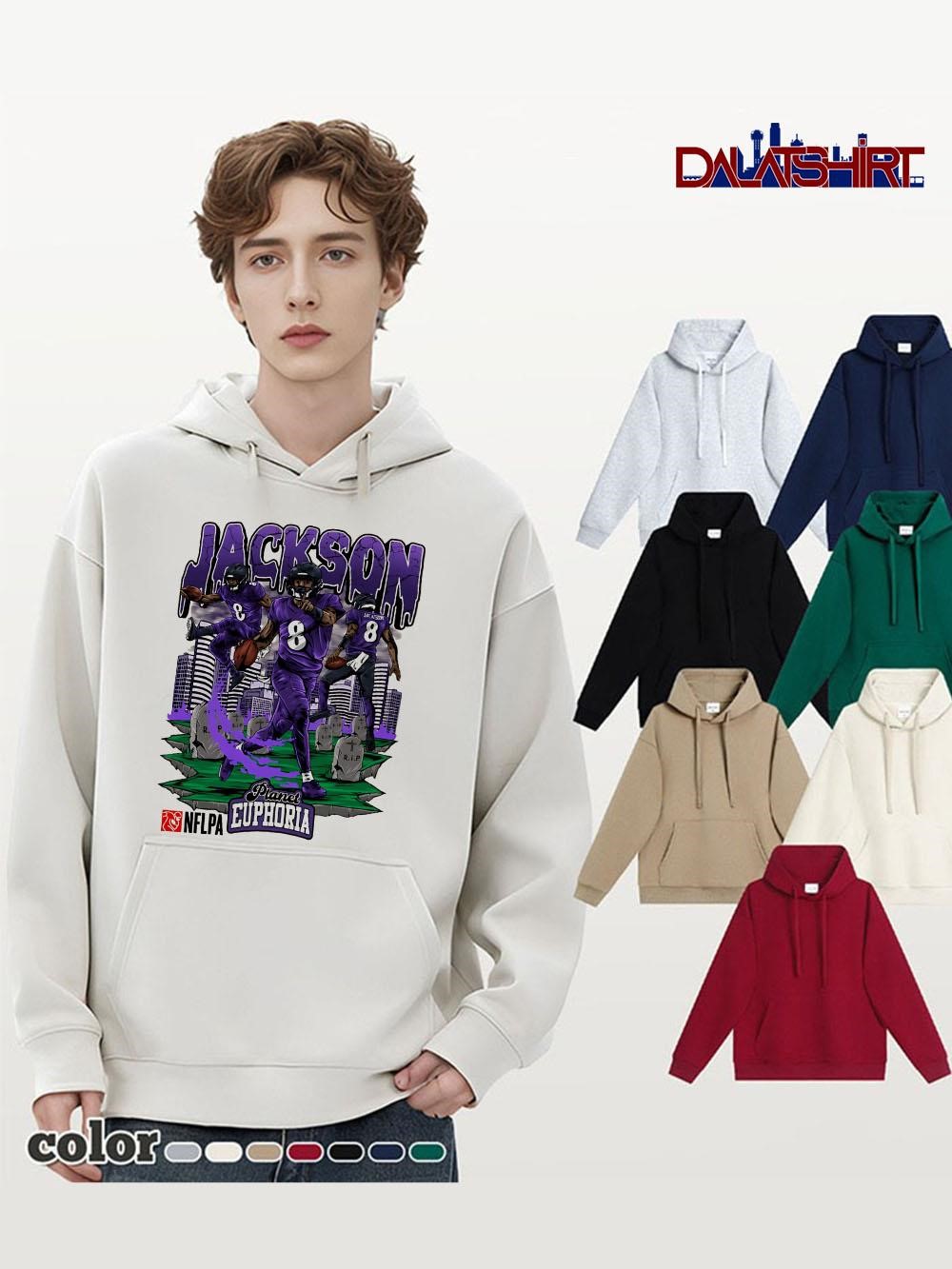 Baltimore Ravens Lamar Jackson 8 skyline hoodie