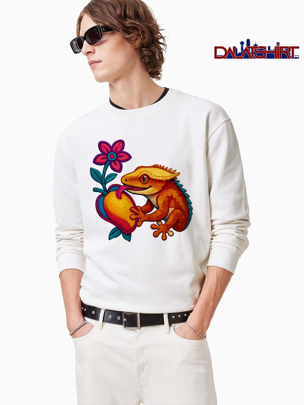 Crested Gecko cute vintage long-sleeve