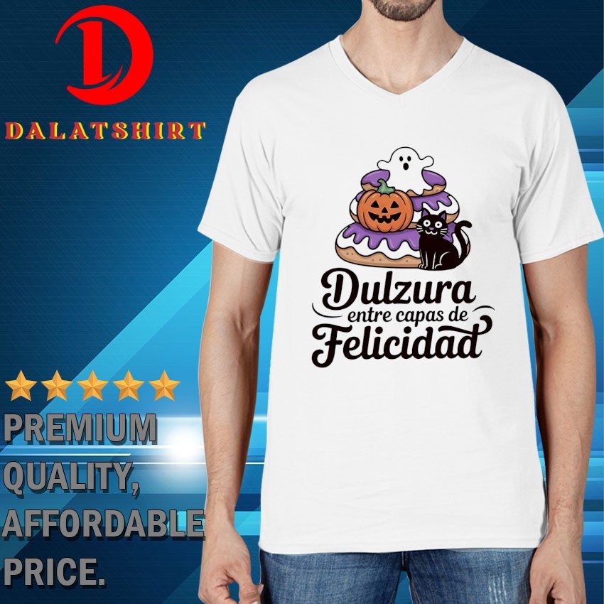 Donut dulzura entre capas de felicidad Halloween T-shirts V-Neck-T-Shirt