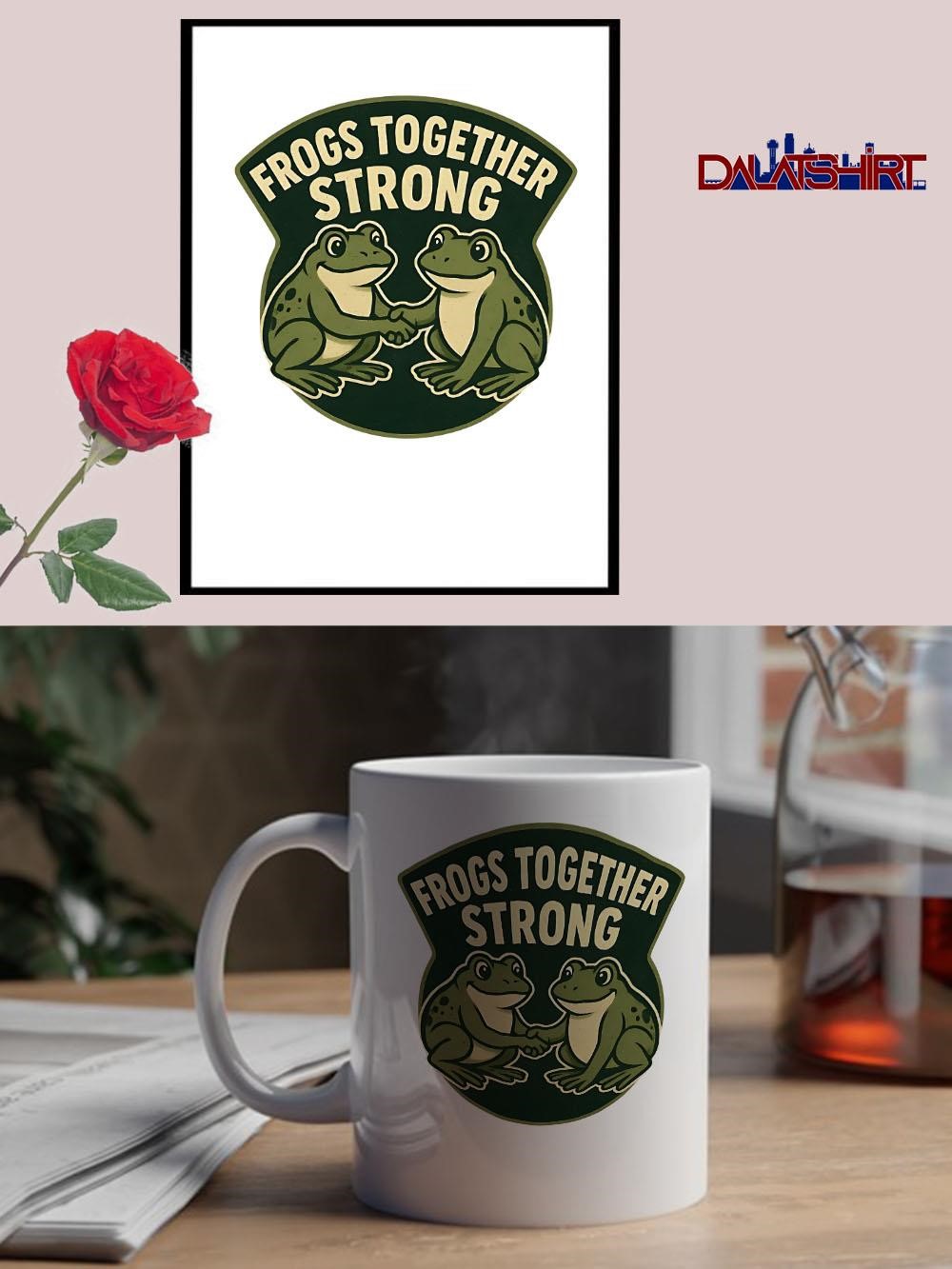 Frogs Together Strong cute vintage mug