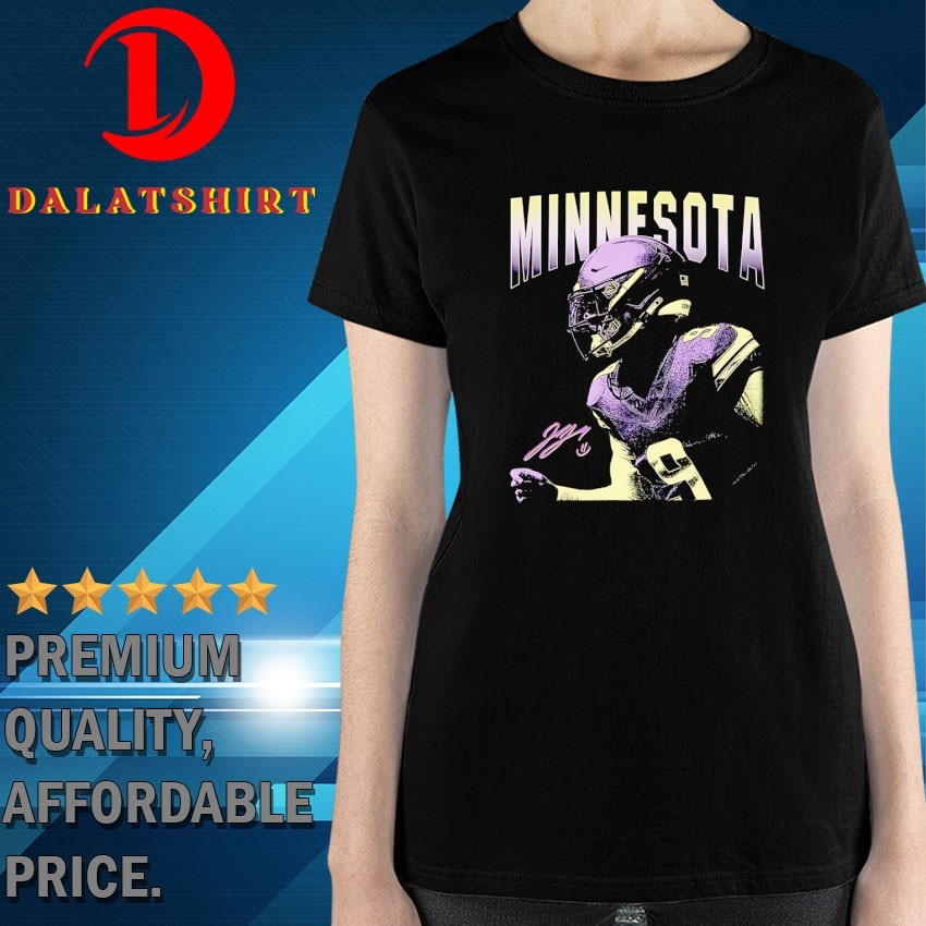 JJ McCarthy Minnesota Vikings football signature graphic T-shirts Ladies-Shirt