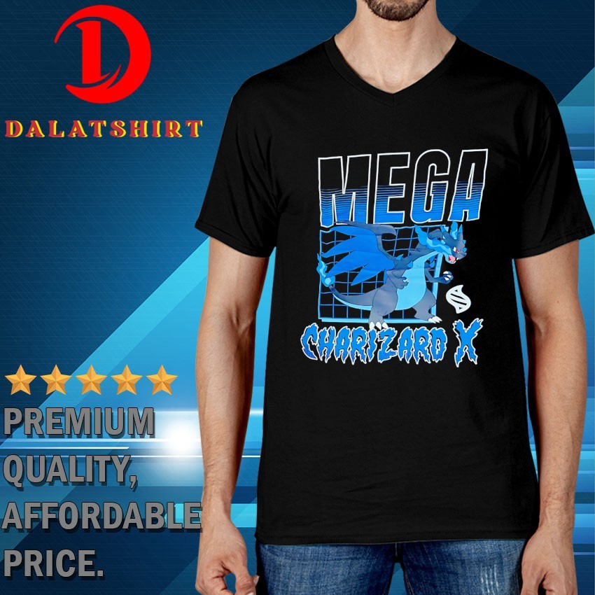 Mega Charizard X Pokemon T-shirts V-Neck-T-Shirt