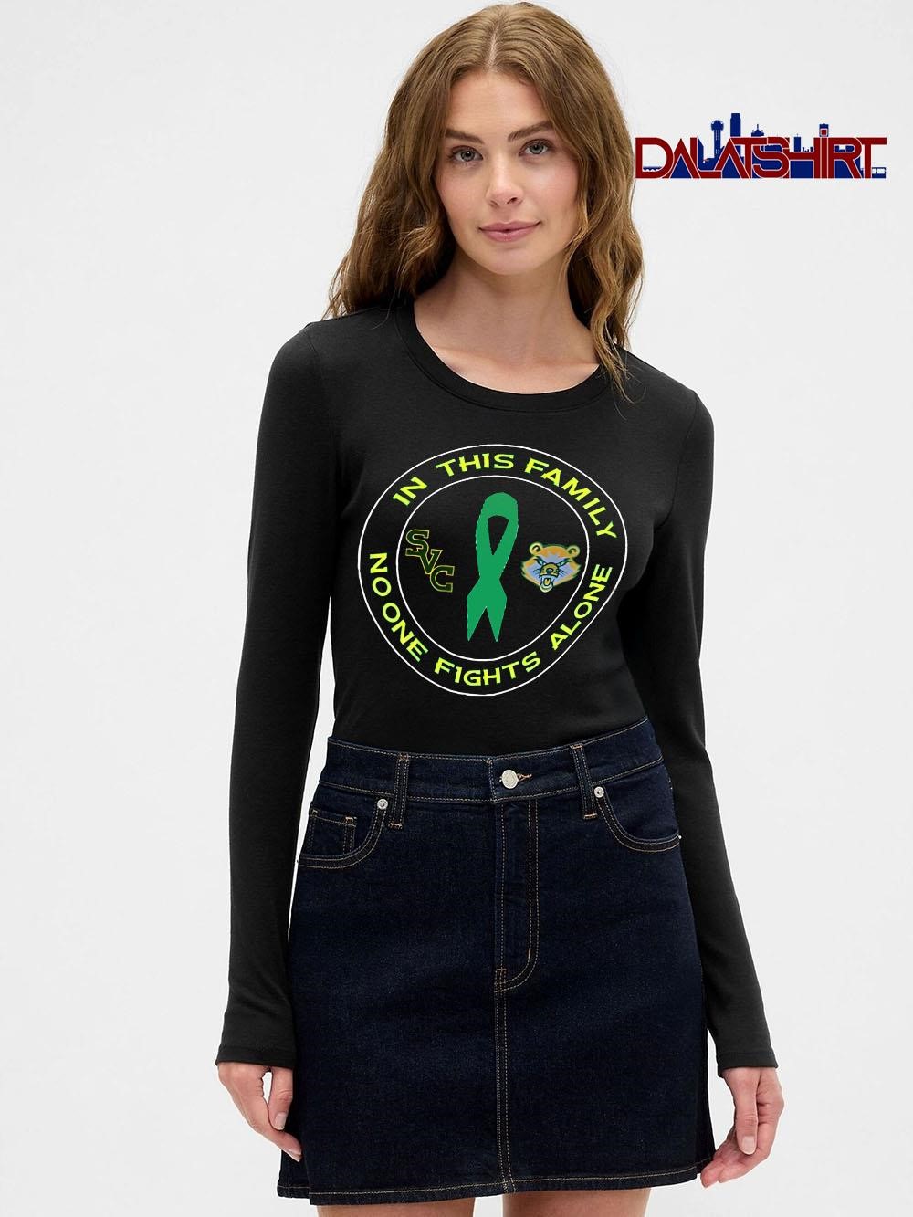 Official In This Family No One Fights Alone logo green long-sleeve