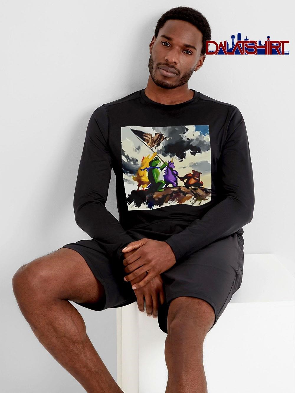 Original Portland frog art work resist animals photo long-sleeve