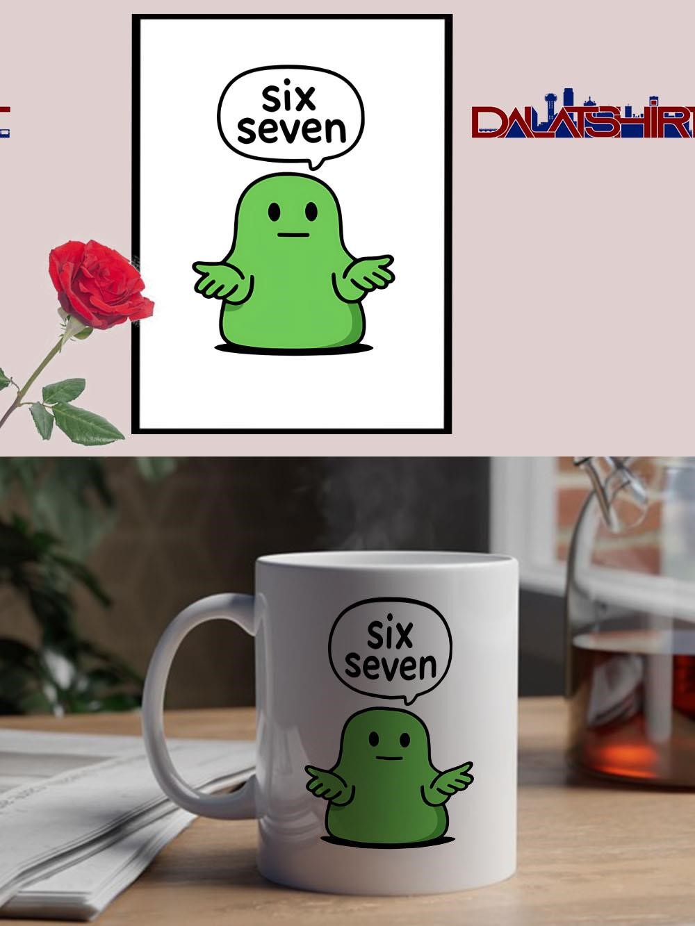 Original Six Seven Green Blob Slime cute mug