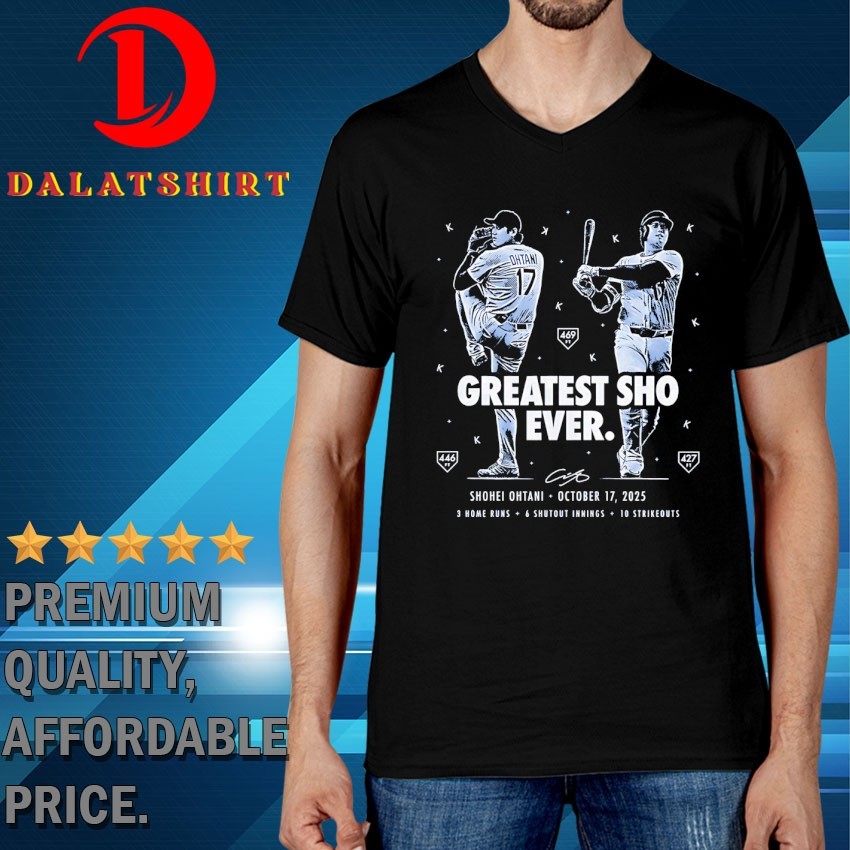 Shohei Ohtani Greatest Sho Ever Los Angeles Dodgers baseball 2025 signature T-shirts V-Neck-T-Shirt