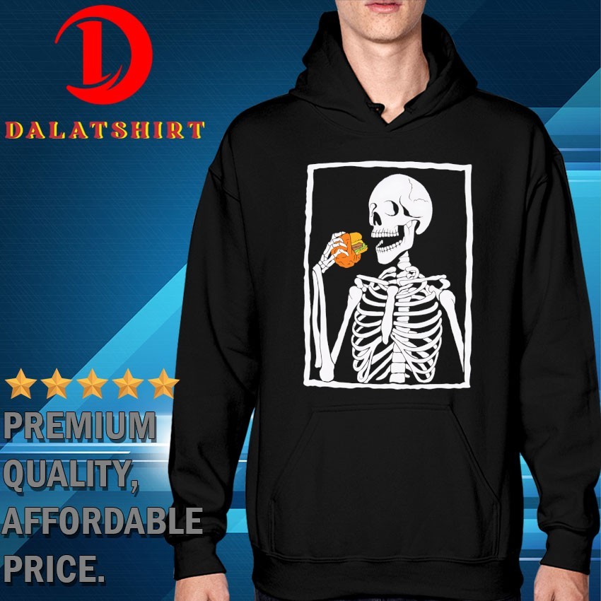 Skeleton eating hamburger T-shirts Hoodie