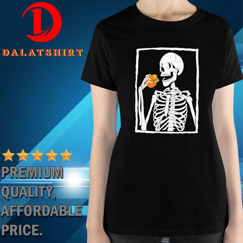 Skeleton eating hamburger T-shirts Ladies-Shirt