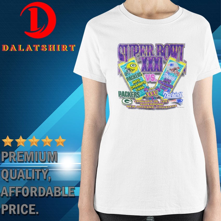 Super Bowl XXXI Green Bay Packers vs New England Patriots Champ 1997 vintage T-shirts Ladies-Shirt