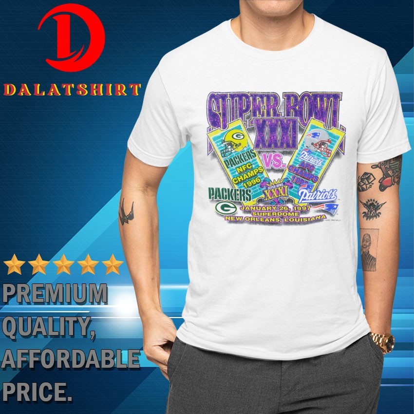 Super Bowl XXXI Green Bay Packers vs New England Patriots Champ 1997 vintage T-shirts