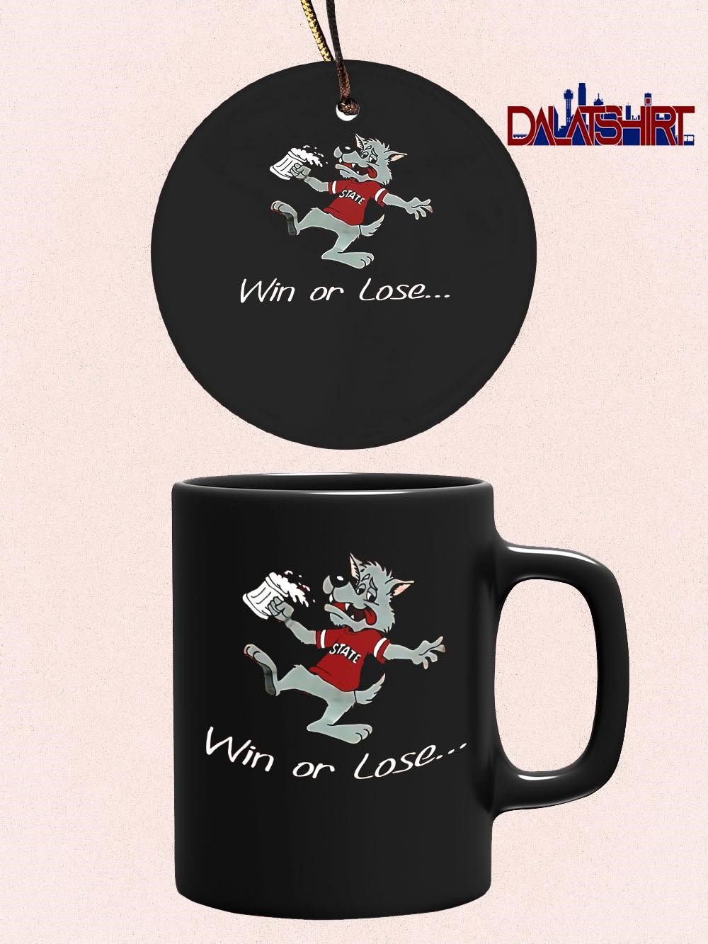 Top NC State Wolfpack Win or Lose mascot beer mug