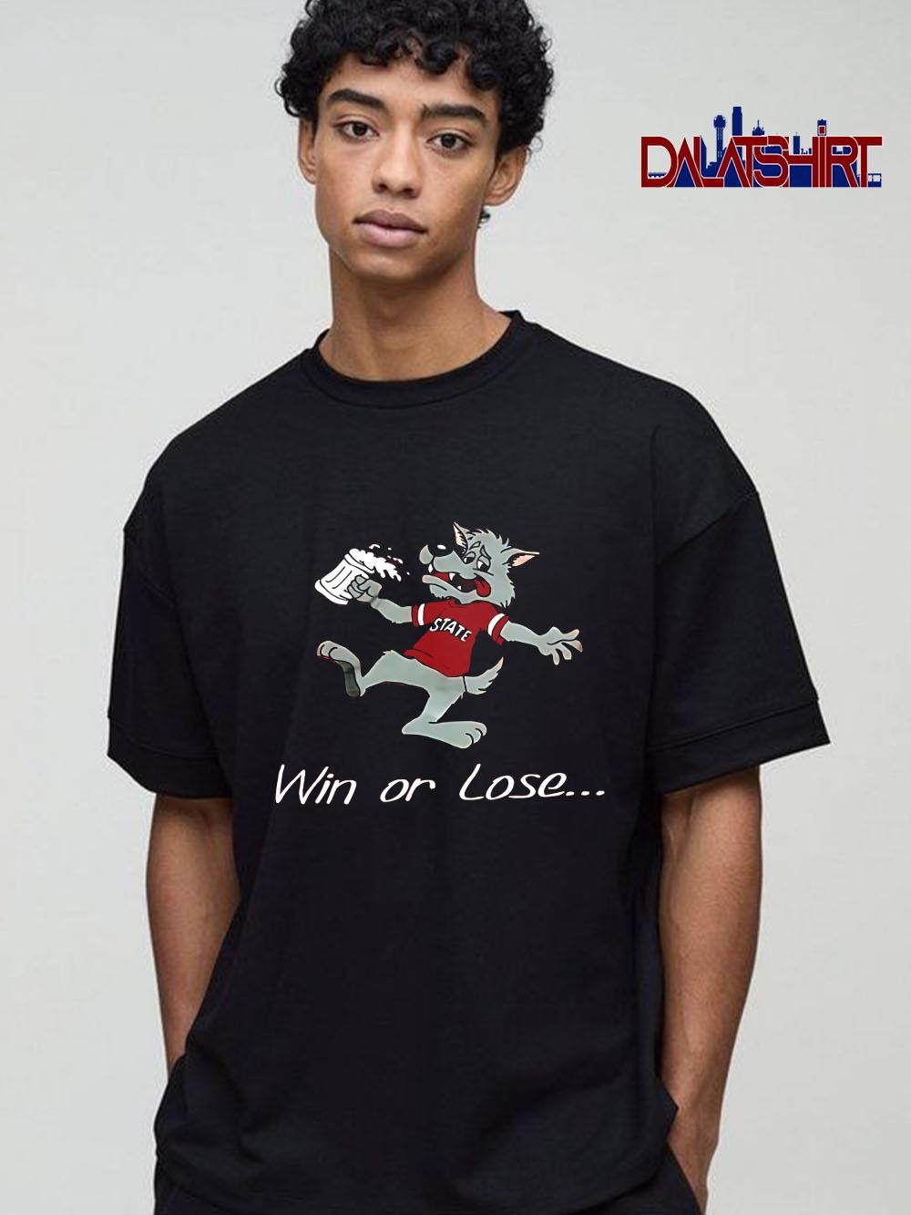 Top NC State Wolfpack Win or Lose mascot beer shirt