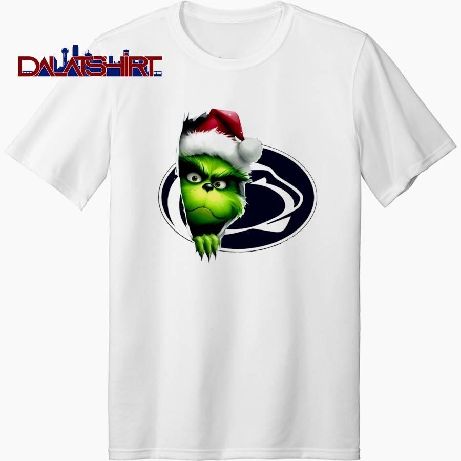 Grinch Peeking Through Penn State Christmas Holiday shirt