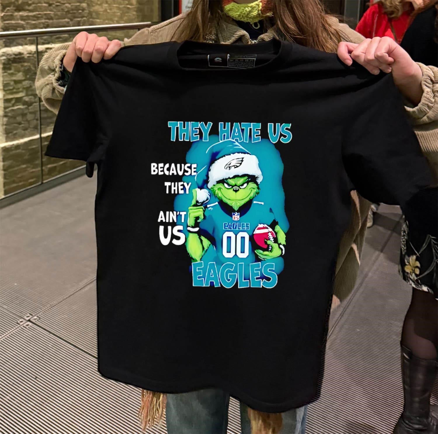 They hate us because they ain't us Philadelphia Eagles Grinch santa black-t-shirt
