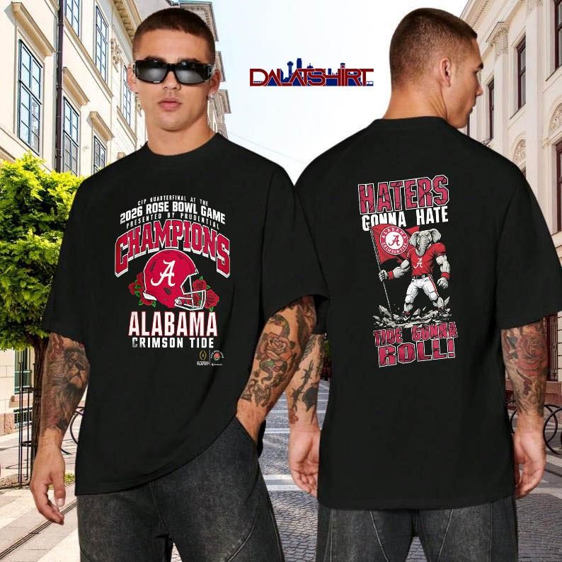 Alabama Crimson Tide NCAA 2026 Rose Bowl Champions black-shirt