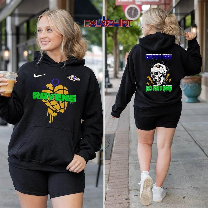 Baltimore Ravens NFL Green Day Football Skull hoodie
