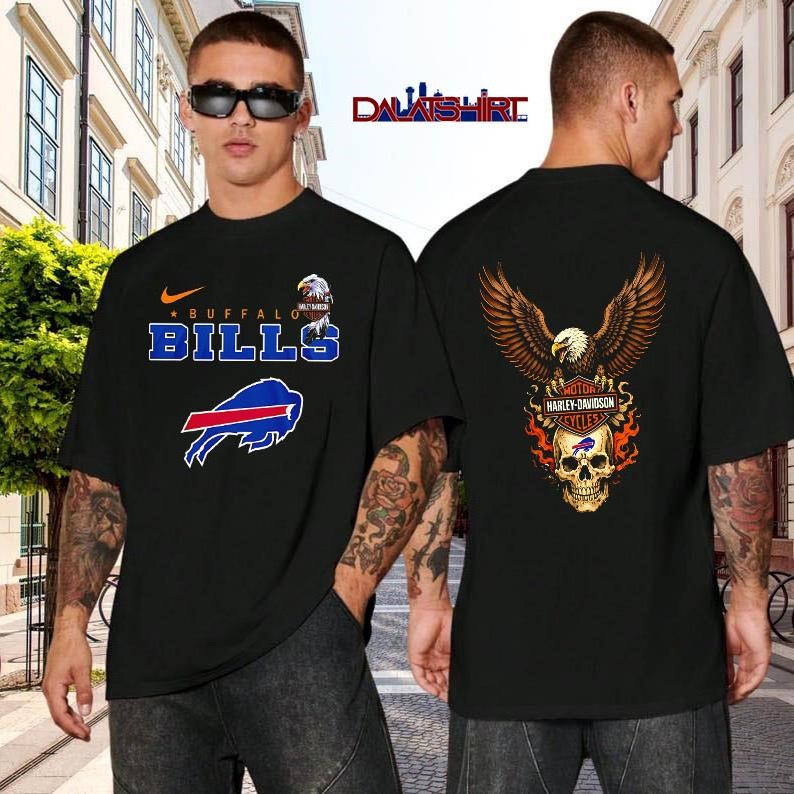 Buffalo Bills Eagle Harley Davidson black-shirt