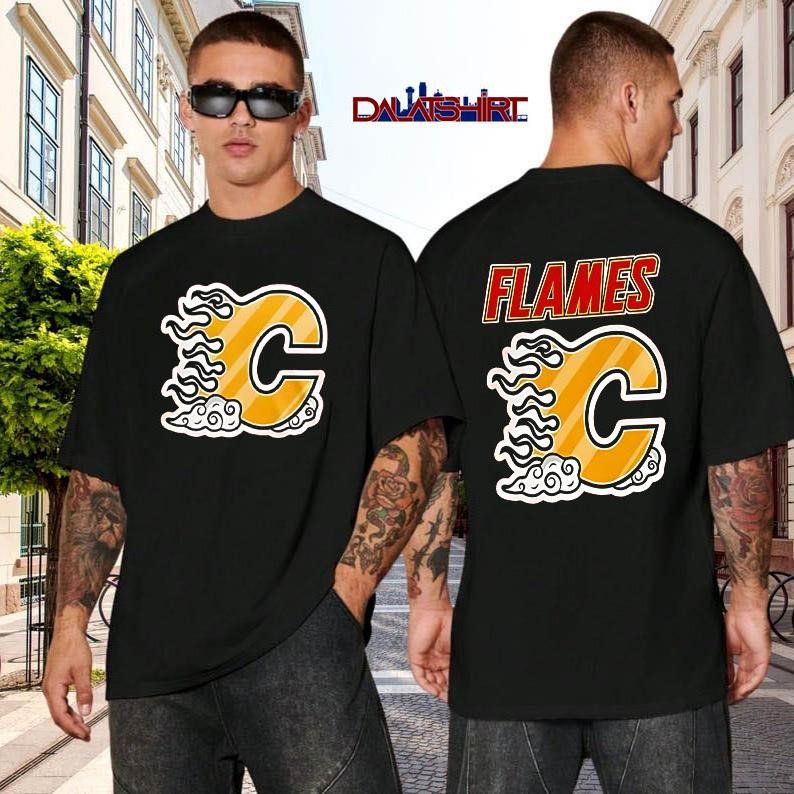 Calgary flames east asian celebration night black-shirt
