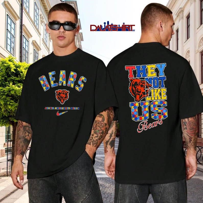 Chicago Bears Autism Awareness Month they not like us black-shirt