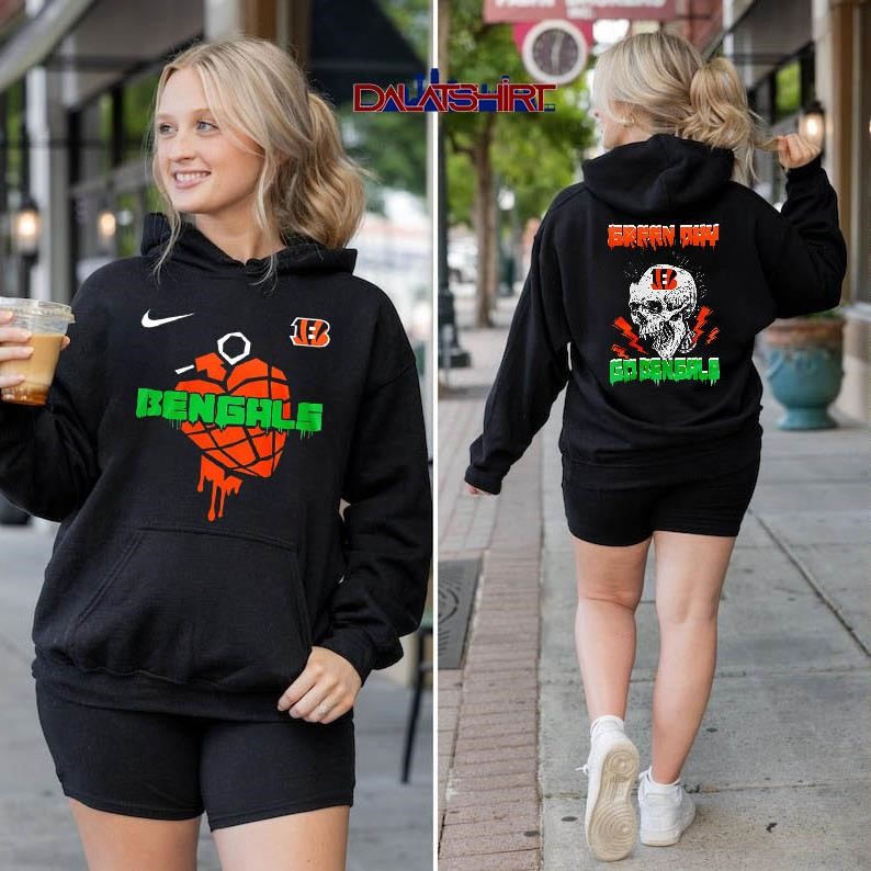 Cincinnati Bengals NFL Green Day Football Skull hoodie