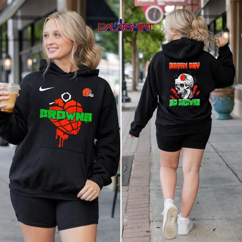Cleveland Browns NFL Green Day Football Skull hoodie