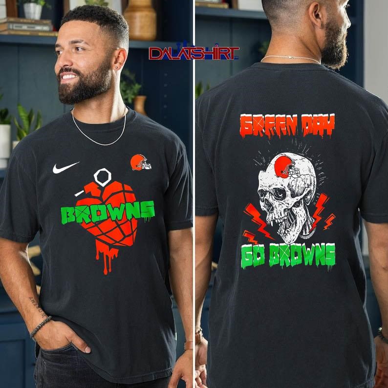 Cleveland Browns NFL Green Day Football Skull t-shirt