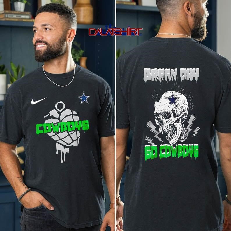 Dallas Cowboys NFL Green Day Football Skull t-shirt