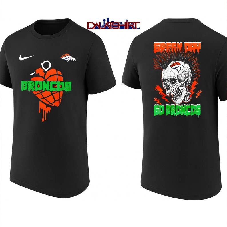 Denver Broncos NFL Green Day Football Skull shirt