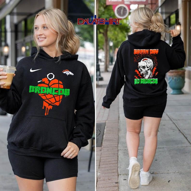Denver Broncos NFL Green Day Football Skull hoodie