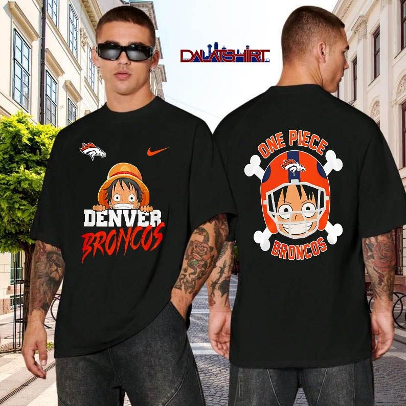 Denver Broncos NFL One Piece cartoon black-shirt
