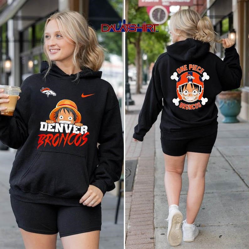 Denver Broncos NFL One Piece cartoon hoodie