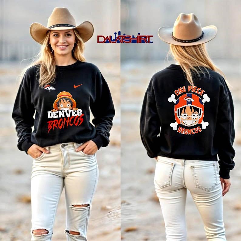 Denver Broncos NFL One Piece cartoon long-sleeve