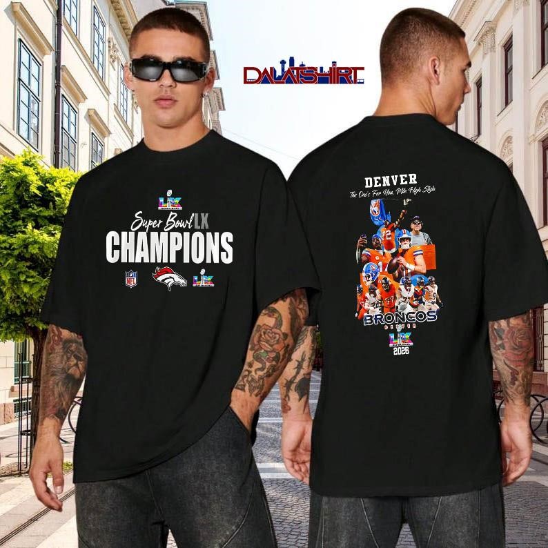 Denver Broncos Super Bowl LX Champions Style black-shirt