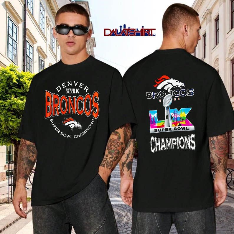 Denver Broncos Super Bowl LX Champions design black-shirt