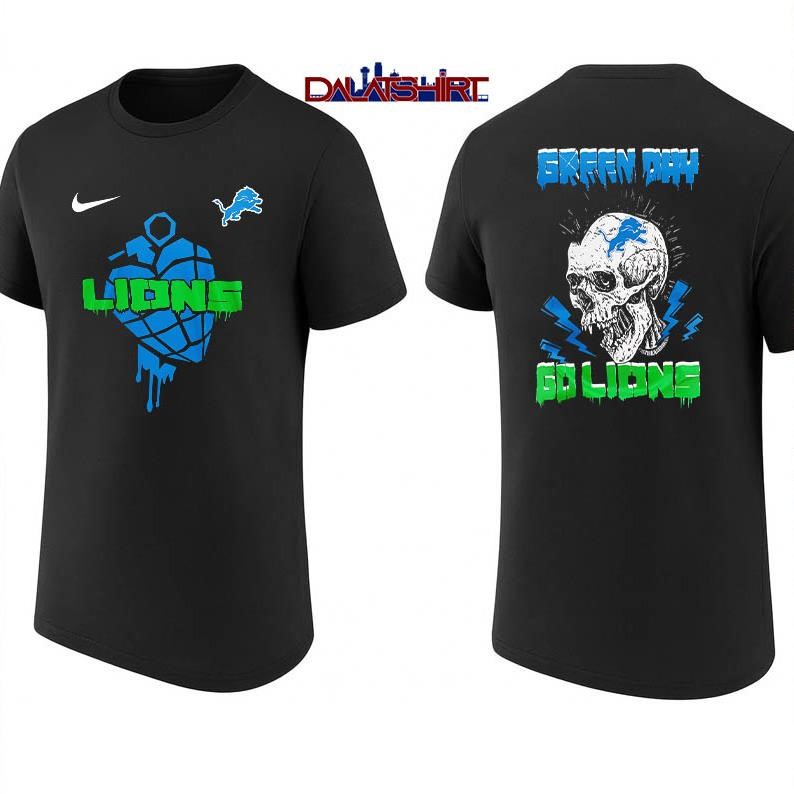 Detroit Lions NFL Green Day Football Skull shirt