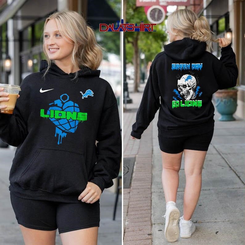 Detroit Lions NFL Green Day Football Skull hoodie