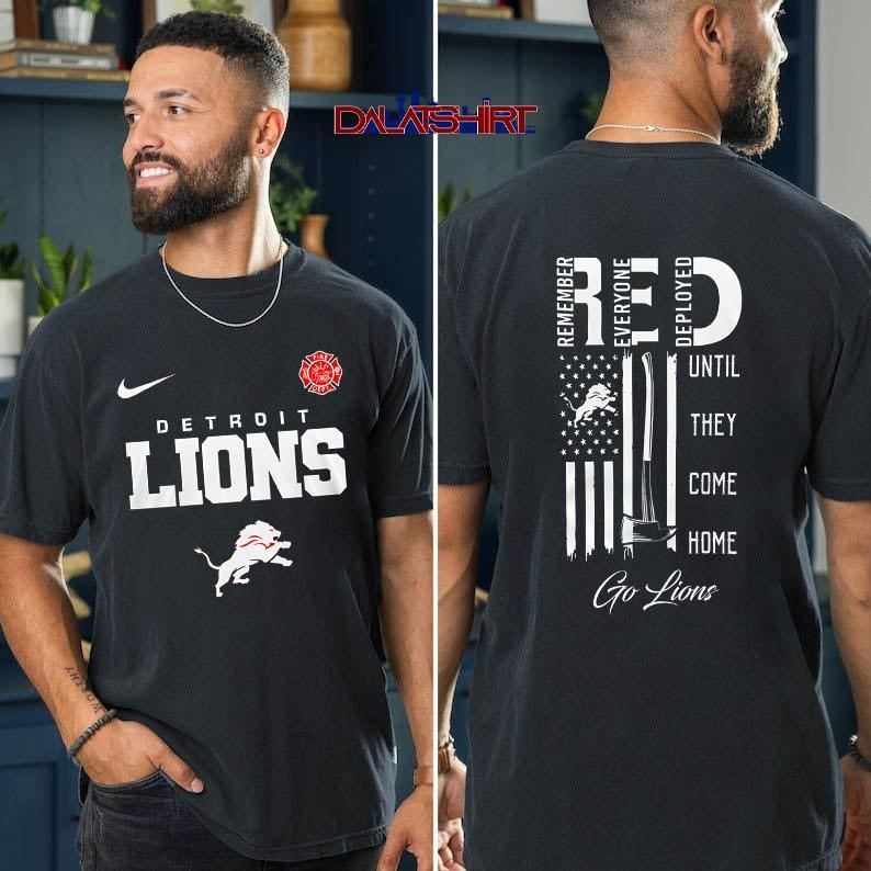 Detroit Lions NFL red friday firefighter t-shirt