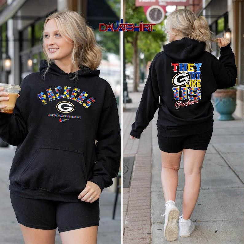 Green Bay Packers Autism Awareness Month they not like us hoodie