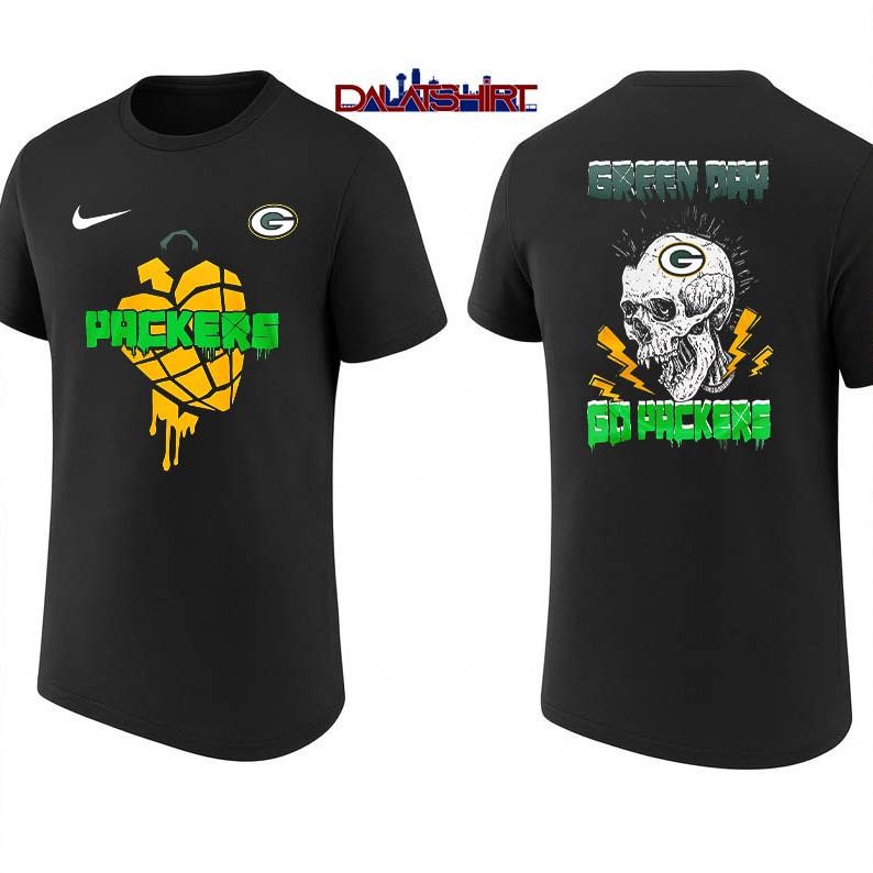 Green Bay Packers NFL Green Day Football Skull shirt