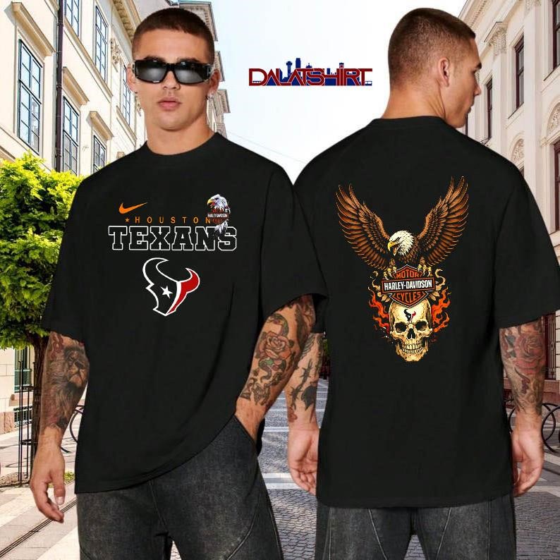 Houston Texans Eagle Harley Davidson black-shirt