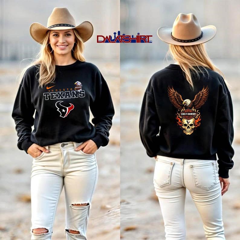 Houston Texans Eagle Harley Davidson long-sleeve
