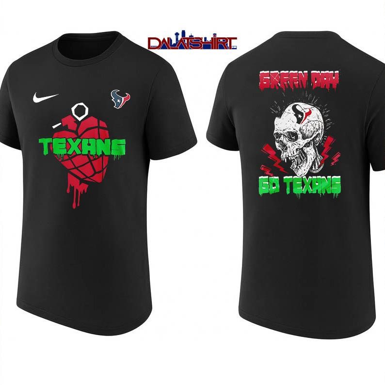 Houston Texans NFL Green Day Football Skull shirt